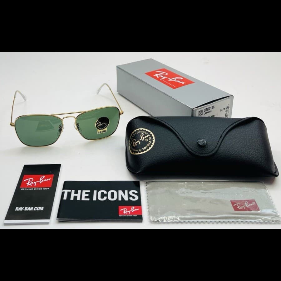 Gambar dari Kacamata Original Rayban Caravan RB3136 Gold Frame Black Lens