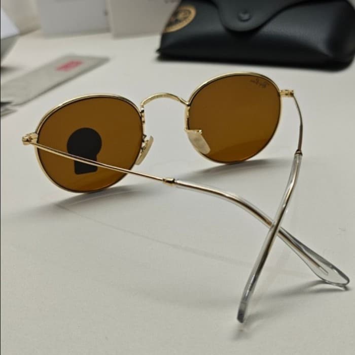 Gambar dari Kacamata Original Rayban RB3447 Gold Brown Round Global Fitting
