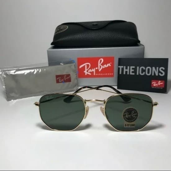 Gambar dari Kacamata Original Rayban Hexagonal RB3548 Gold Frame